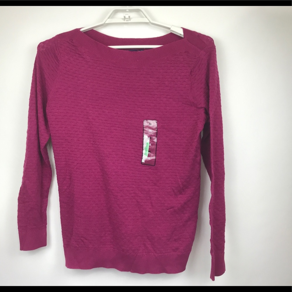 Basic Editions Womans Fuchsia‎ Boatneck Sweater Med